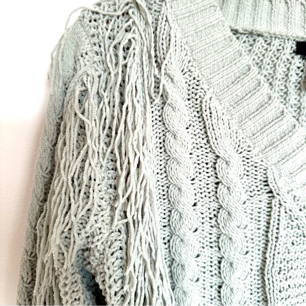 Rue21 Fringed Sage Green Cropped Sweater Size XS - Picture 2 of 10